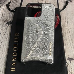 Bandolier silver phone case with an ornate, embossed design iPhone 15 pro max